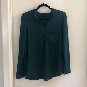 Lumiere polyester teal blouse M